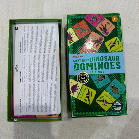 New Giant Shiny Dinosaur Dominoes By Eeboo 3+ - Picture 5 of 8